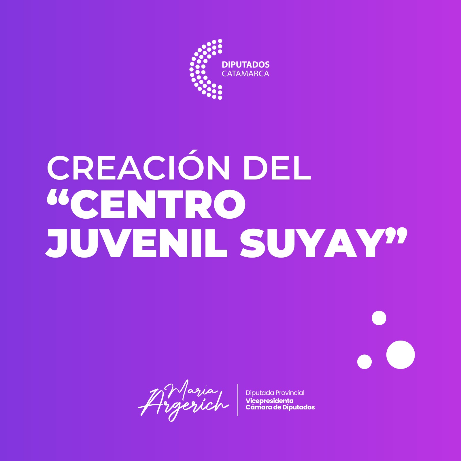 Presenté el Proyecto de Ley de «Creación del Centro Juvenil Suyay”