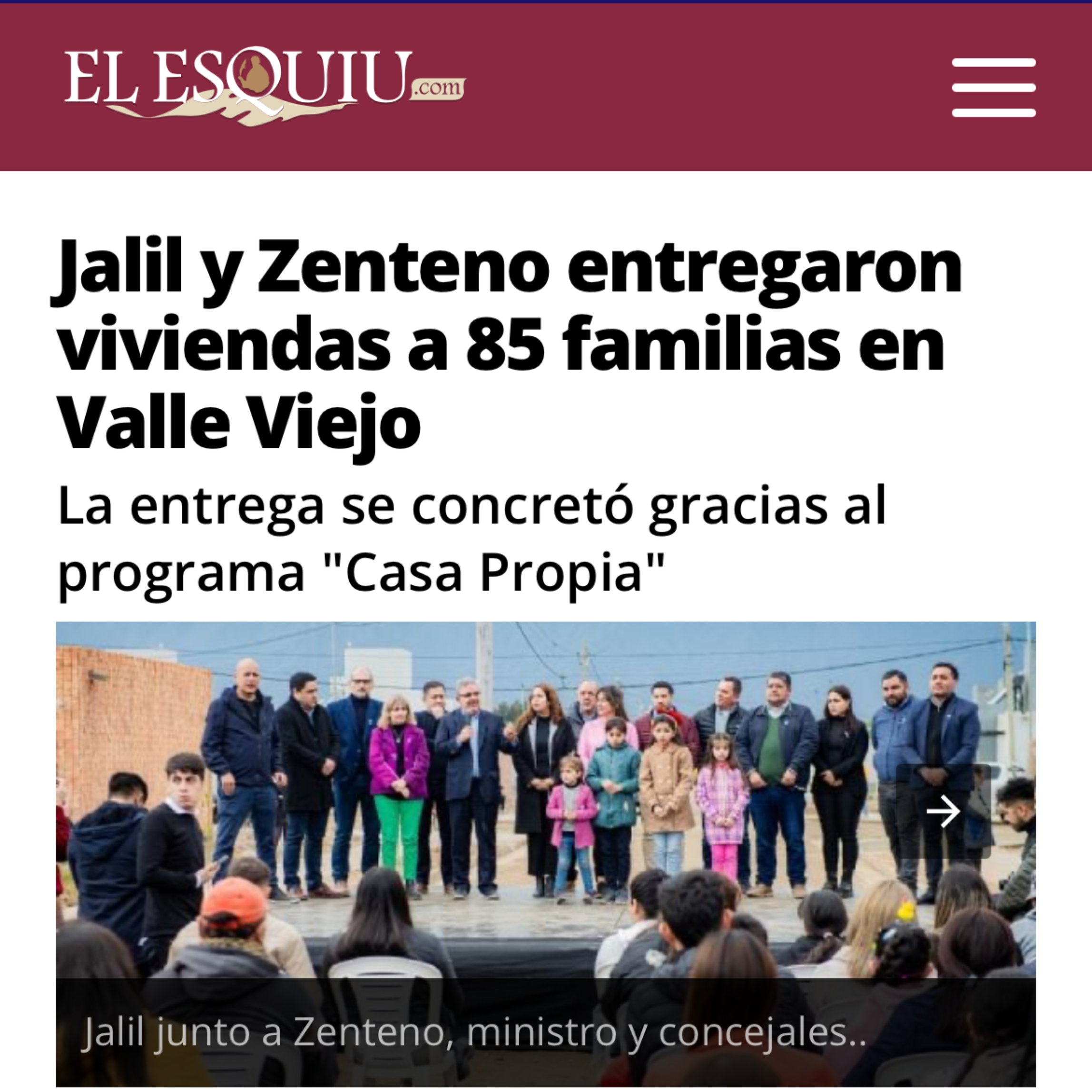 Jalil y Zenteno entregaron viviendas a 85 familias en Valle Viejo