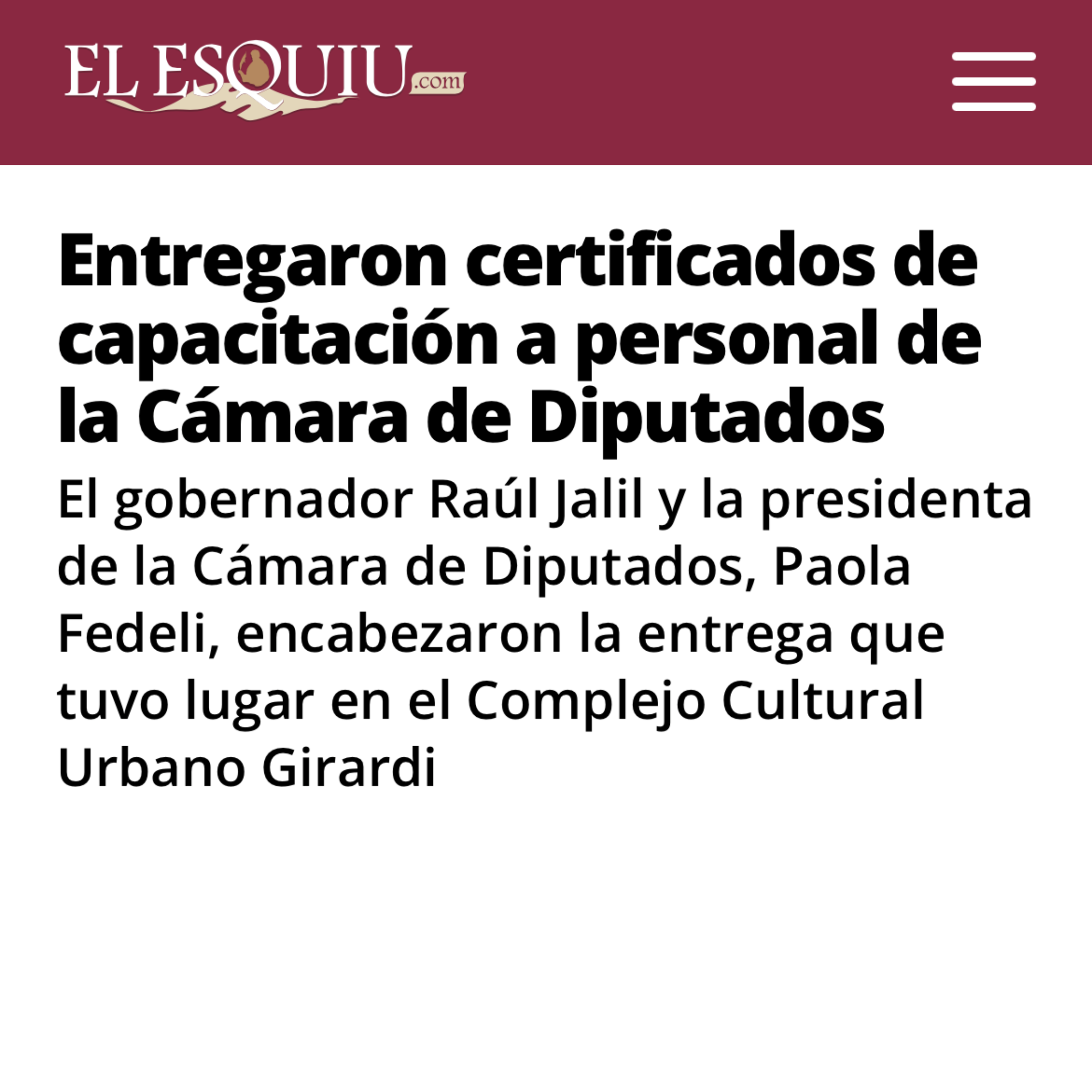 Entregaron certificados de capacitación a personal de la Cámara de Diputados