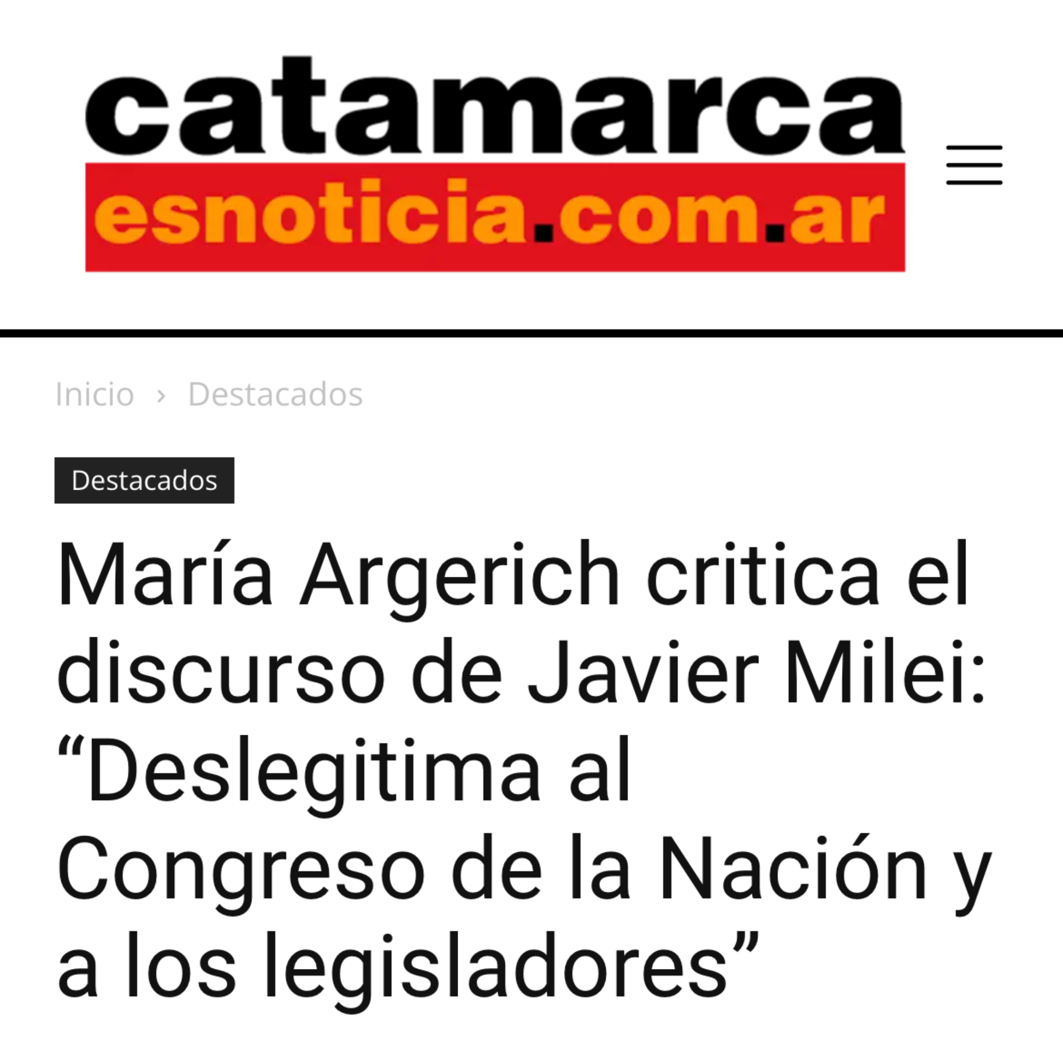 María Argerich critica el discurso de Javier Milei: “Deslegitima al Congreso de la Nación y a los legisladores”