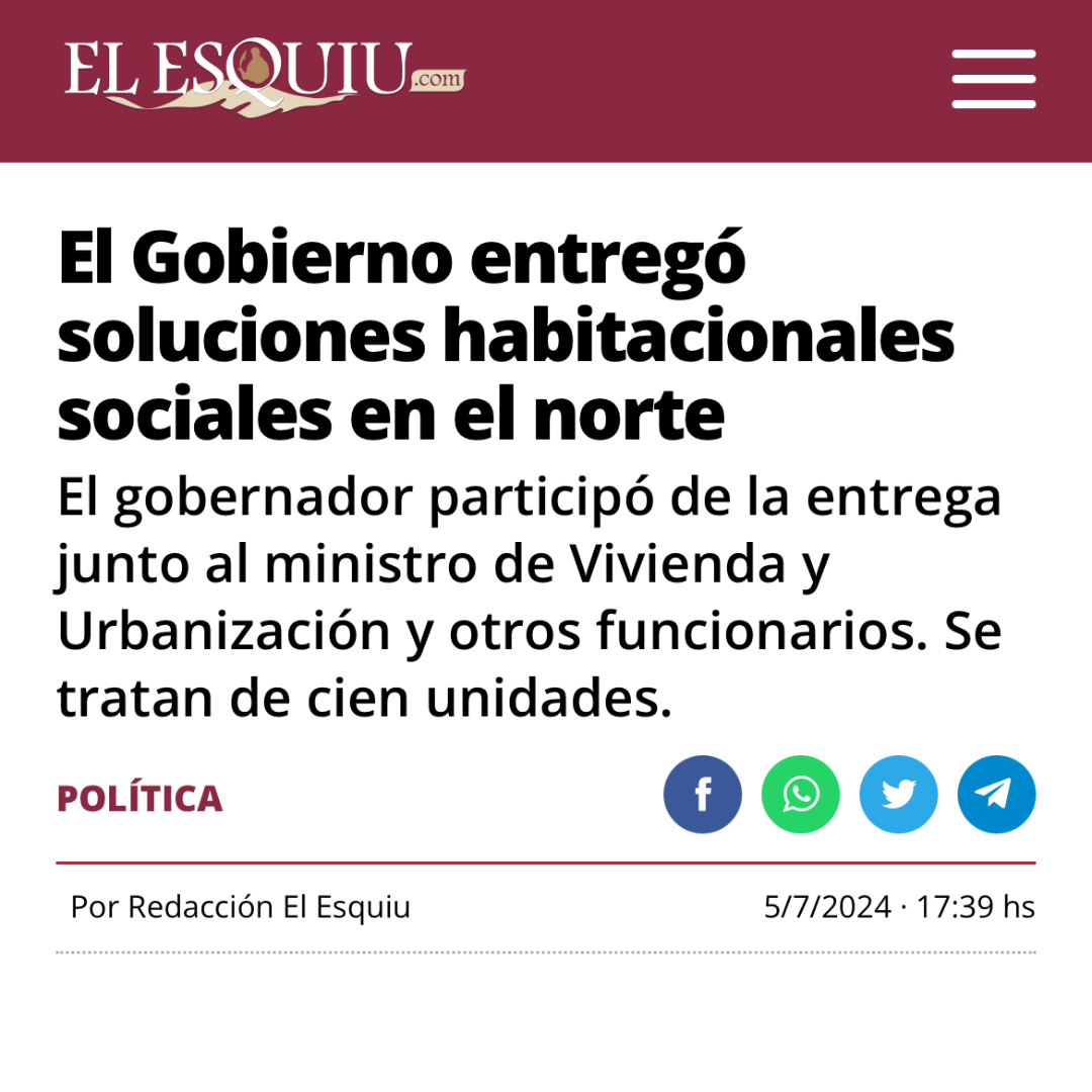 El Gobierno entregó soluciones habitacionales sociales en el norte