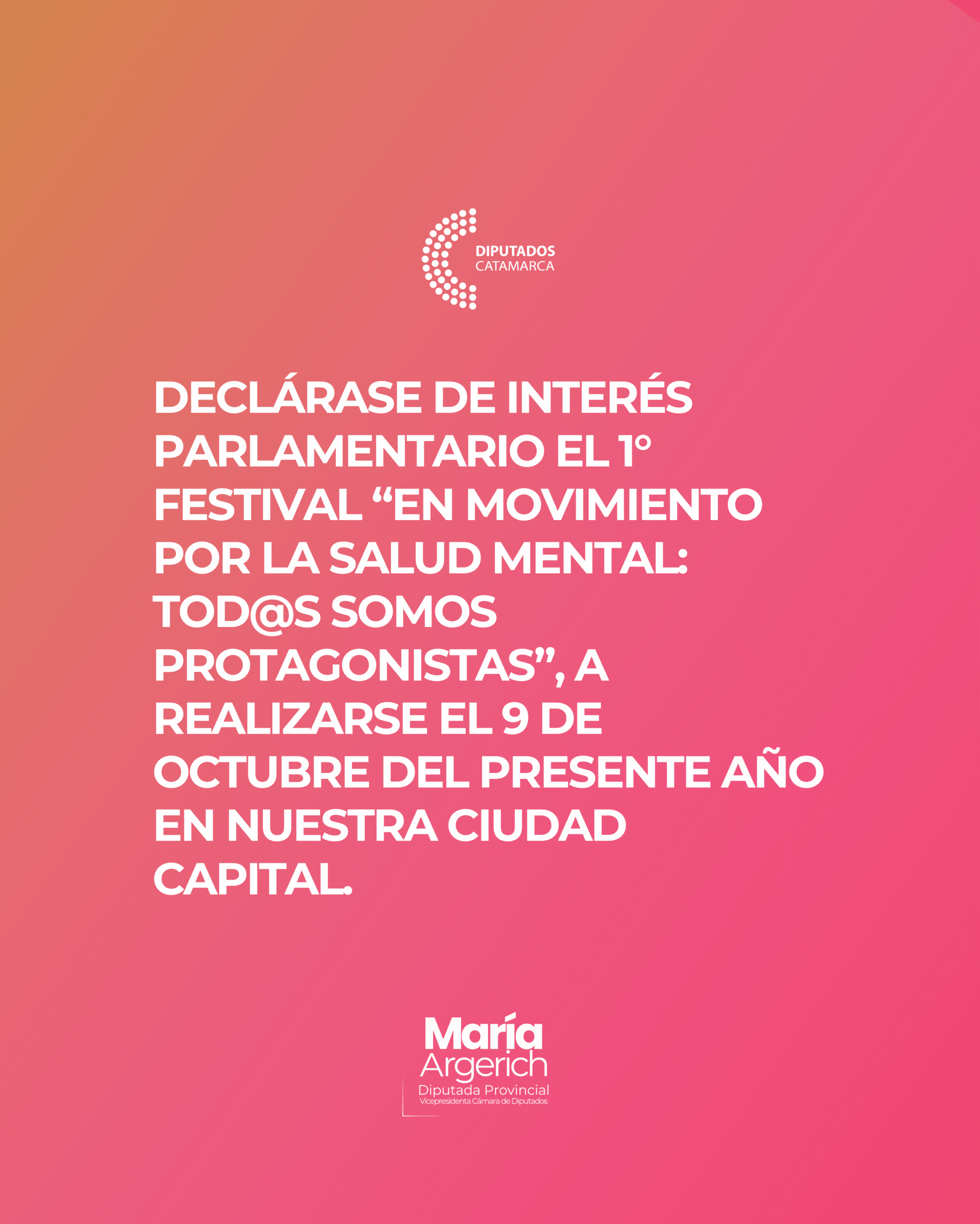 MEDIANTE EL DECRETO Nº 1355 APROBADO POR PRESIDENCIA DECLARAMOS DE INTERÉS PARLAMENTARIO LA SIGUIENTE INICIATIVA:
