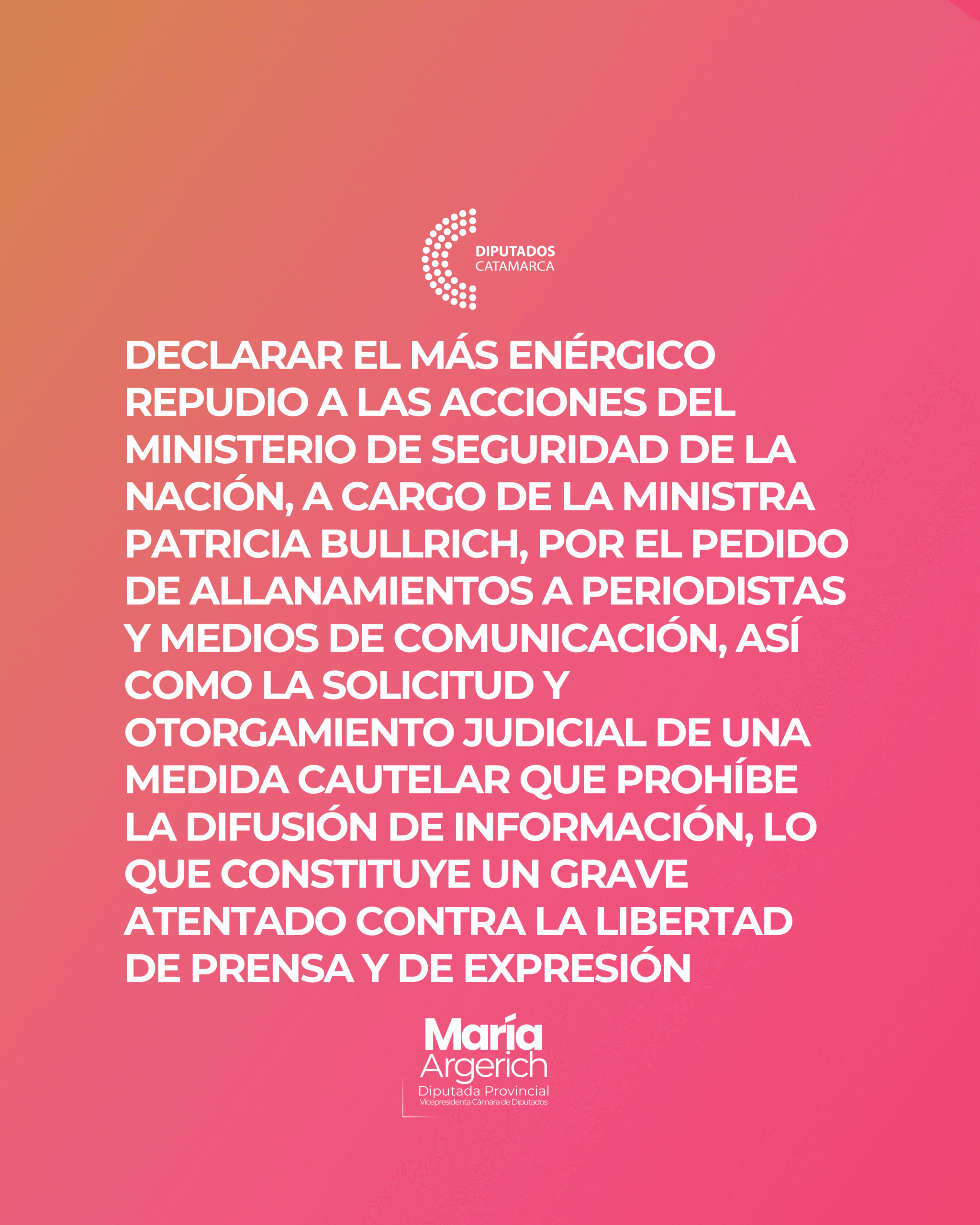 EN LA DÉCIMO SEGUNDA SESIÓN ORDINARIA DEL PERÍODO 136º DEL AÑO 2025 JUNTO AL BLOQUE DEL FDT PRESENTÉ EL SIGUIENTE PROYECTO DE DECLARACIÓN: