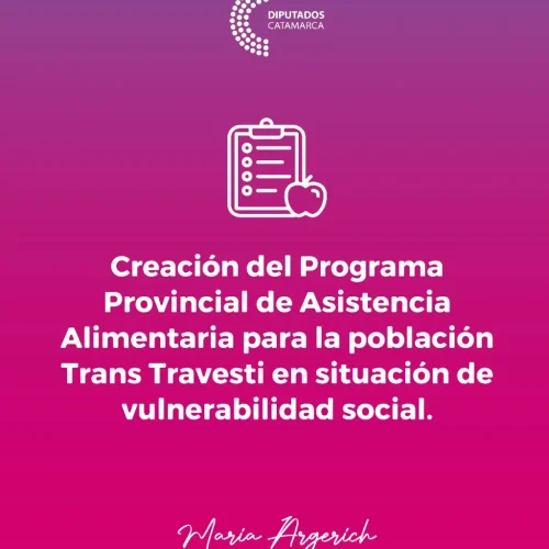 Programa Provincial de Asistencia Alimentaria para la Poblacion Trans Travesti en situación de vulnerabilidad