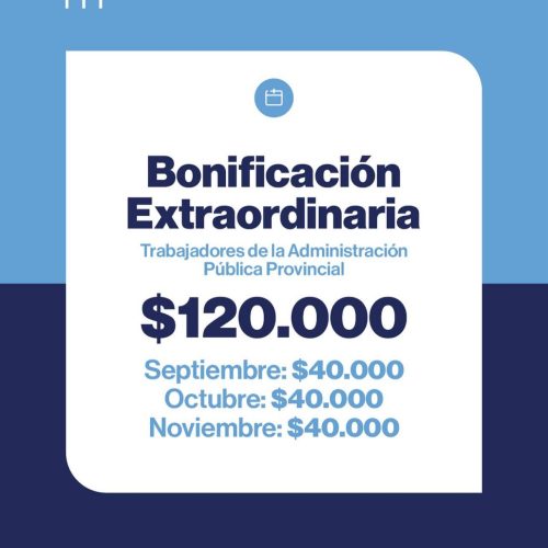 El Gobierno de la Provincia de Catamarca acompañará a las y los trabajadores públicos con una bonificación especial de $120.000 a percibirse desde septiembre en 3 cuotas de $40.000.