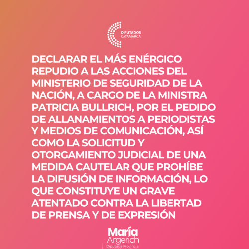 EN LA DÉCIMO SEGUNDA SESIÓN ORDINARIA DEL PERÍODO 136º DEL AÑO 2025 JUNTO AL BLOQUE DEL FDT PRESENTÉ EL SIGUIENTE PROYECTO DE DECLARACIÓN: